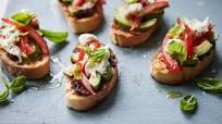 Bruschetta with avocado and olive tapenade Bruschetta with avocado and olive tapenade
