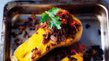 Roast butternut squash with chilli mince Roast butternut squash with chilli mince