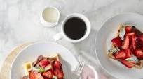 Belgian Waffles with Strawberries and Coffee-Nutella® Crème Fraîche Belgian Waffles with Strawberries and Coffee-Nutella® Crème Fraîche