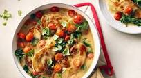 Saucy Pork Chops with Spinach and Tomatoes Saucy Pork Chops with Spinach and Tomatoes