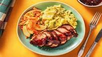 Sweet 'N' Smoky Pork Tenderloin with Apple Carrot Slaw, Mashed Potatoes, and Cherry Sauce Sweet 'N' Smoky Pork Tenderloin with Apple Carrot Slaw, Mashed Potatoes, and Cherry Sauce