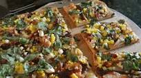 BBQ Chicken & Corn Pizza with Spinach Topping BBQ Chicken & Corn Pizza with Spinach Topping