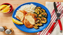 Lemon-Thyme Pork with Roasted Zucchini & Garlic Herb Rice Lemon-Thyme Pork with Roasted Zucchini & Garlic Herb Rice