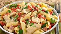 Chicken penne with roasted peppers and mascarpone Chicken penne with roasted peppers and mascarpone