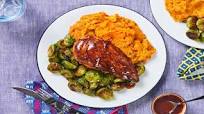 Sweet and Smoky Chicken Breasts with Roasted Brussels Sprouts and Mashed Sweet Potatoes Sweet and Smoky Chicken Breasts with Roasted Brussels Sprouts and Mashed Sweet Potatoes