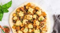 Tofu Mushroom Pineapple Pizza with Mozzarella Cashew Cheese Tofu Mushroom Pineapple Pizza with Mozzarella Cashew Cheese
