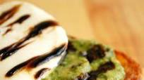 Pesto Bruschetta with Fresh Mozzarella & Balsamic Syrup Pesto Bruschetta with Fresh Mozzarella & Balsamic Syrup