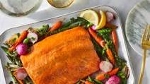 Roasted Honey-Dijon Salmon with Spring Vegetables Roasted Honey-Dijon Salmon with Spring Vegetables