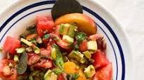 Greek Salad with Heirloom Tomatoes, Santorini Capers, Aegina Pistachios, Watermelon, Peaches & Avocado Greek Salad with Heirloom Tomatoes, Santorini Capers, Aegina Pistachios, Watermelon, Peaches & Avocado