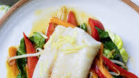 Steamed cod with stir-fry vegetables Steamed cod with stir-fry vegetables