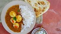 Spicy Egg Curry with Basmati Rice, Naan and Cucumber Raita Spicy Egg Curry with Basmati Rice, Naan and Cucumber Raita