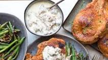Stuffed Pork Chops with Gravy & Green Beans Stuffed Pork Chops with Gravy & Green Beans