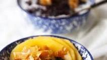 Black sticky rice with caramelised coconut and mango Black sticky rice with caramelised coconut and mango