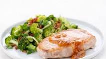 Apricot Mostarda Pork Chop with White Cheddar and Bacon Broccoli stovetop cooking Apricot Mostarda Pork Chop with White Cheddar and Bacon Broccoli stovetop cooking