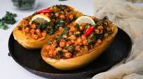Chickpea kale curry stuffed spaghetti squash Chickpea kale curry stuffed spaghetti squash
