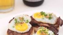 Filipino chicken adobo and quail eggs canapés Filipino chicken adobo and quail eggs canapés
