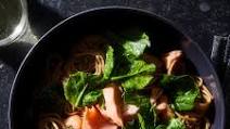 Hot Smoked Salmon, Soba and Asian Greens Salad Hot Smoked Salmon, Soba and Asian Greens Salad