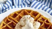 Pumpkin Waffles with Cream Cheese Whipped Cream Pumpkin Waffles with Cream Cheese Whipped Cream