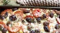 cheesy focaccia with tomatoes & olives cheesy focaccia with tomatoes & olives