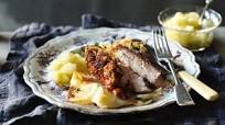 Slow-roasted pork belly with boulangère potatoes Slow-roasted pork belly with boulangère potatoes