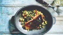 Crispy-Skin Pan-Seared Salmon with Summertime Succotash Crispy-Skin Pan-Seared Salmon with Summertime Succotash