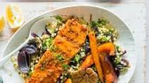 Harissa Salmon With Israeli Couscous Salad Recipe Harissa Salmon With Israeli Couscous Salad Recipe