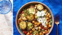 Greek-Style Farro Salad with Marinated Vegetables & Tzatziki Greek-Style Farro Salad with Marinated Vegetables & Tzatziki
