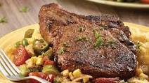 Cajun Pork Chops with Okra Succotash Cajun Pork Chops with Okra Succotash