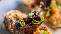Twice-Baked Potatoes with Crispy Pork Belly and Cheddar Cheese Twice-Baked Potatoes with Crispy Pork Belly and Cheddar Cheese