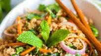 Thai Minced Pork Over Rice Noodle (Larb) Thai Minced Pork Over Rice Noodle (Larb)