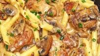Pork Tenderloin in Creamy Mushroom Sauce and Pasta dinner Pork Tenderloin in Creamy Mushroom Sauce and Pasta dinner