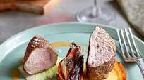 Spiced pork fillet with shallots & apple Spiced pork fillet with shallots & apple