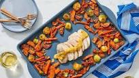 Sheet Pan Pork Roast with Roasted Vegetables & Fig-Dijon Sauce Sheet Pan Pork Roast with Roasted Vegetables & Fig-Dijon Sauce