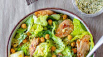 Vegan Chick'n Caesar Salad with Homemade Macadamia Nut Parm and Crispy Chickpeas Vegan Chick'n Caesar Salad with Homemade Macadamia Nut Parm and Crispy Chickpeas