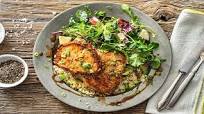 Maple and Rosemary-Glazed Pork Cutlets with Apple Salad in a Creamy Dressing Maple and Rosemary-Glazed Pork Cutlets with Apple Salad in a Creamy Dressing