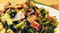Bacon & Roasted Broccoli Caesar Salad with Bagel Croutons Bacon & Roasted Broccoli Caesar Salad with Bagel Croutons