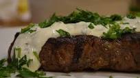 Pan-Grilled Ribeye Steak with Creamy Herb Sauce Pan-Grilled Ribeye Steak with Creamy Herb Sauce