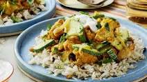 Persian-Style Chicken & Crispy Rice with Summer Squash, Currants, & Lemon Yogurt Persian-Style Chicken & Crispy Rice with Summer Squash, Currants, & Lemon Yogurt