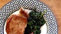 Pork Chops with Rhubarb-Onion Jam & Braised Kale Pork Chops with Rhubarb-Onion Jam & Braised Kale