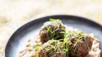 Smoky Lamb Meatballs With Almond-Butter Baba Ganoush Recipe Smoky Lamb Meatballs With Almond-Butter Baba Ganoush Recipe
