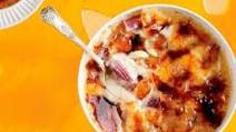 White choc and roasted rhubarb creme brulee White choc and roasted rhubarb creme brulee