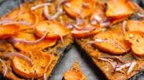 Halloween Pizza (Charcoal Pizza Crust with Pumpkin Garlic Sauce and Sweet Potato Topping) Halloween Pizza (Charcoal Pizza Crust with Pumpkin Garlic Sauce and Sweet Potato Topping)