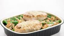 Mushroom Smothered Pork Chop with Roasted Green Beans and Crispy Onions easy prep & pan included Mushroom Smothered Pork Chop with Roasted Green Beans and Crispy Onions easy prep & pan included