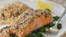 Baked Salmon with Honey Mustard and Pecan Panko Crust Baked Salmon with Honey Mustard and Pecan Panko Crust