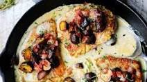 Pork Chops in White Wine Cream Sauce with Mushrooms & Bacon Pork Chops in White Wine Cream Sauce with Mushrooms & Bacon