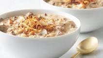 Creamy Beef, Barley and Mushroom Soup with Frizzled Onions Creamy Beef, Barley and Mushroom Soup with Frizzled Onions