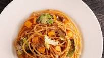 Chickpea Spaghetti with Butternut Squash, Brussels Sprouts and Sage Chickpea Spaghetti with Butternut Squash, Brussels Sprouts and Sage