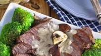 Roast Beef with cream of mushroom sauce- Filipino Style Roast Beef with cream of mushroom sauce- Filipino Style