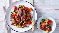 Seared minute steak with caponata Seared minute steak with caponata