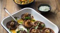 Tandoori portobellos with creamy coconut raita Tandoori portobellos with creamy coconut raita
